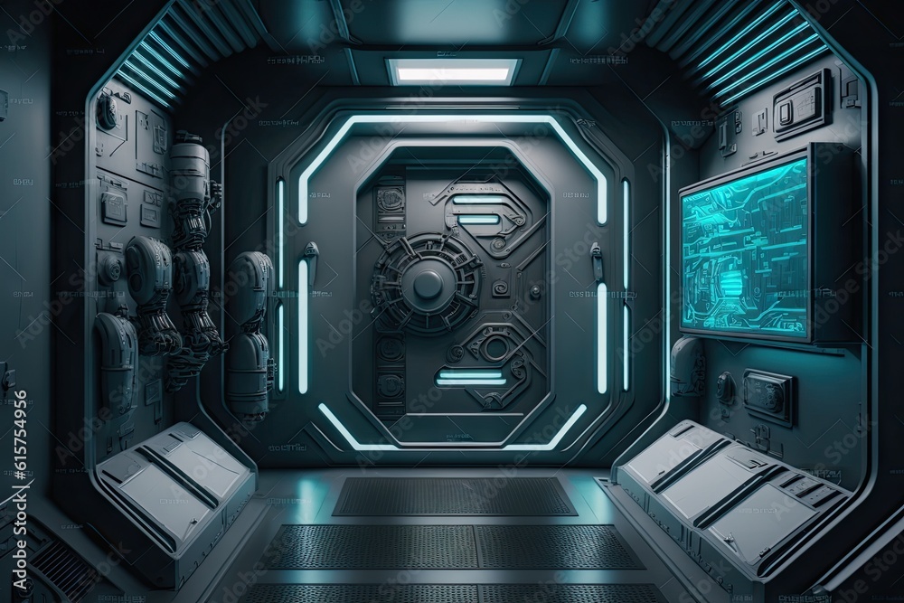 Canvas Prints abstract fantastic outer space of metal gate security control system. concept of discovery planet th