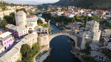 Fototapeta na wymiar Mostar, Bosnia and Herzegovina. Aerial view.