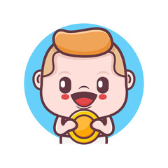 cute baby boy cartoon with gold coins