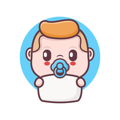 Fototapeta premium cute baby boy cartoon with blank board