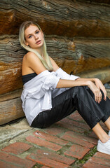 Close up portrait of a young beautiful blonde woman