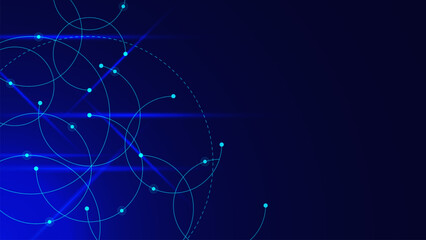 Abstract connected circle lines and points for network connection, social networking and global communication technology background design concept. 