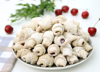 Tender cookies with butter and cherries