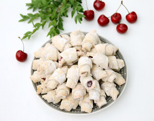Tender cookies with butter and cherries