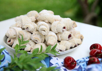 Tender cookies with butter and cherries