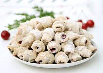 Tender cookies with butter and cherries