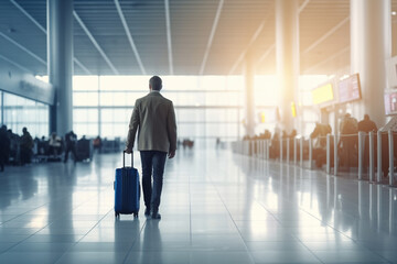 Photo of businessman with travel bag at airport