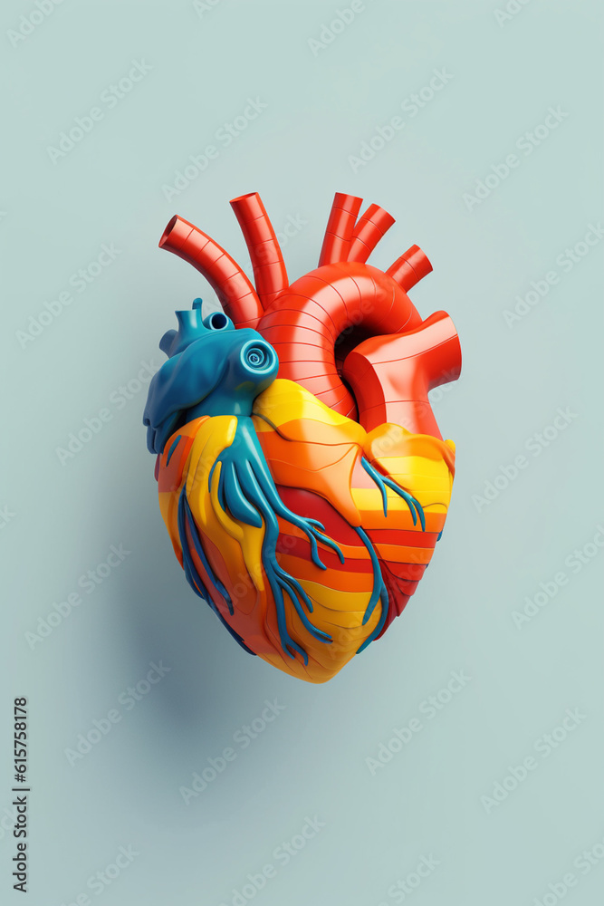 Poster a minimalist and stylized representation of a human heart, featuring clean lines and geometric shape