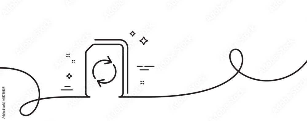 Aufkleber update document line icon. continuous one line with curl. refresh information file sign. paper page 