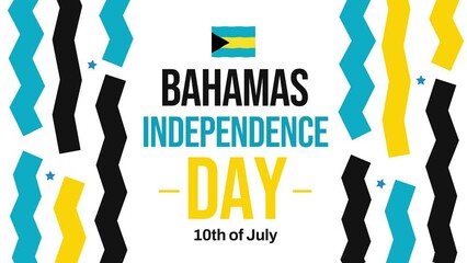 Independence Day of Bahamas, Animation background 4K with waving flag and lines 10th of July is Bahamas Independence day, backdrop