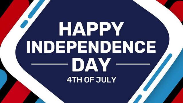 Happy Independence Day 4th of July animation background in blue and red color. 4K animation patriotic concept