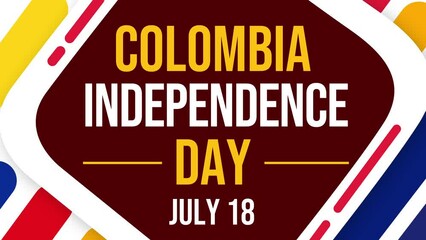 Colombia Independence Day 4K Animation background design with shapes and typography