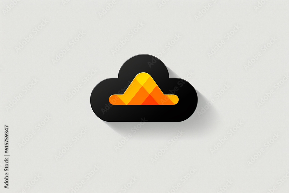Leinwandbilder A flat design cloud server download icon, characterized by its minimalistic and clean appearance. Generative AI technology.