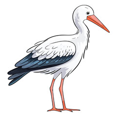 Playful Nature's Flier: Playful 2D Illustration of a Darling White Stork