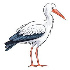 Fototapeta premium Playful Nature's Flier: Playful 2D Illustration of a Darling White Stork