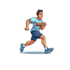 Fototapeta na wymiar Playful cartoon Middle distance runner at gym sticker Illustrations in minimalist detailed style