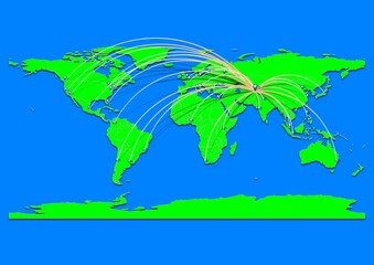 Naklejka premium Vibrant Dushanbe, Tajikistan map - Export concept map for Dushanbe, Tajikistan on World map. Suitable for export concepts. File is suitable for digital editing and prints of all sizes.
