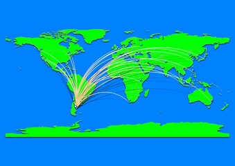 Naklejka premium Vibrant Comodoro Rivadavia, Argentina map - Export concept map for Comodoro Rivadavia, Argentina on World map. Suitable for export concepts.