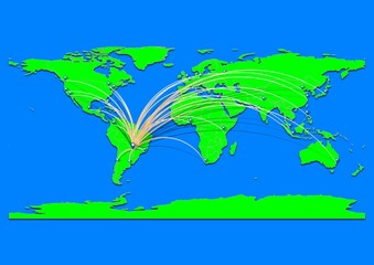 Naklejka premium Vibrant Campo Grande, Brazil map - Export concept map for Campo Grande, Brazil on World map. Suitable for export concepts. File is suitable for digital editing and prints of all sizes.