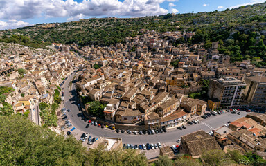 View of Modica, one of the most beautiful baroque cities in Sicily - 615759987
