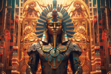 Fototapeta na wymiar Cosmic Balance: A harmonious image showcasing an abstract Egyptian God embodying the concept of balance and harmony. Generative AI technology.