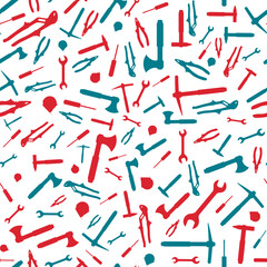 Working tools Illustration background. Vector seamless pattern.