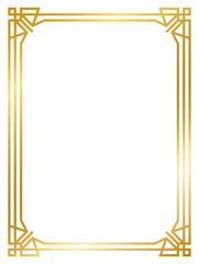 Art Deco gold frame vintage frame line geometric wedding label card frame png transparent background