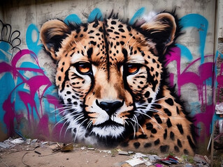 Street Art Graffiti of a Cheetah | Generative AI