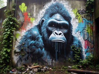 Street Art Graffiti of a Gorilla | Generative AI
