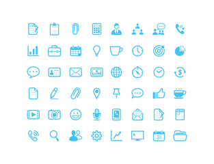 Business and Office Icons Set on White Background