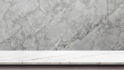 White stone table top and background of white marble stone wall - can used for display or montage...