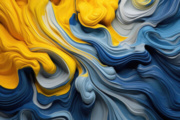 Colorful Digital Ink Abstract Wave for Wall Paper. Generative AI.
