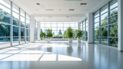 Obraz premium Generative ai illustration of minimalist spacious office hall