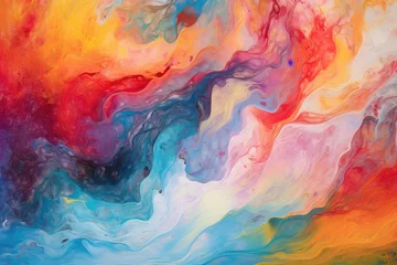 Crédence de cuisine en verre imprimé Mélange de couleurs Colorful Digital Water Painting for Wall Paper. Generative AI.