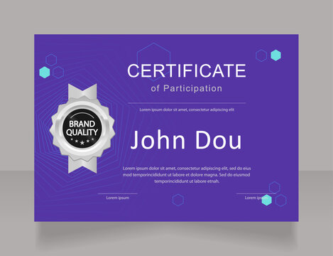 Maths program participation certificate design template. Vector diploma with customized copyspace and borders. Printable document for awards and recognition. Arial, Calibri Regular fonts used