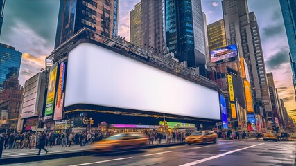 Mockup of an Empty Billboard in Times Square, New York City - obrazy, fototapety, plakaty