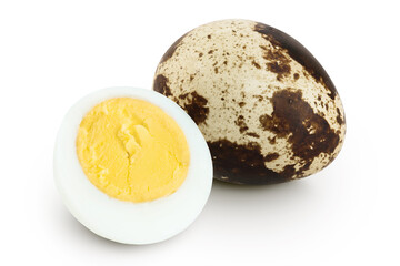 boiled quail egg isolated on white background with full depth of field