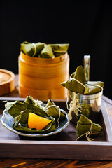 zongzi, kicang in bamboo basket