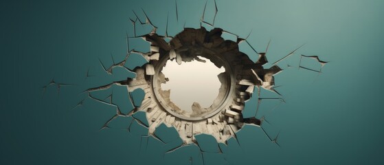 A torn hole in the wall. Generative AI