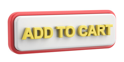 Add to cart button. 3D illustration.