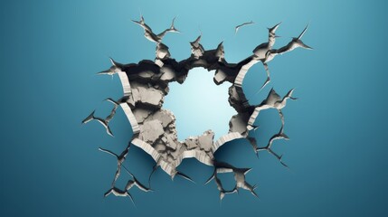 A torn hole in the wall. Generative AI