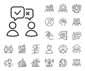 Internet vote sign. Specialist, doctor and job competition outline icons. People voting line icon. Web election symbol. People voting line sign. Avatar placeholder, spy headshot icon. Vector