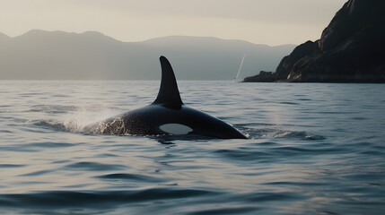 Naklejka premium Killer Whale in its Marine Realm. Generative AI