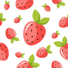 Seamless pattern of fresh strawberry background 