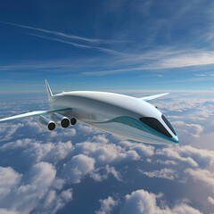 Future of air cargo transport, aerial transportation, Passenger Autonomous Aerial Vehicle AAV in sky,  Generative AI