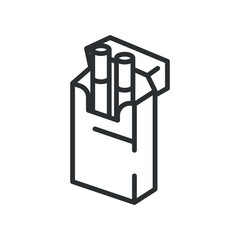 Tobacco pixel perfect linear icon. Cigarettes in package. Pipe for smoking. Nicotine products. Thin line customizable illustration. Contour symbol. Vector isolated outline drawing. Editable stroke
