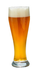 a glass with fresh and cold wheat beer