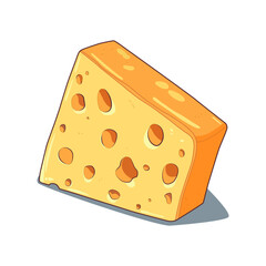 Emmental cheese cartoon illustration on white background
