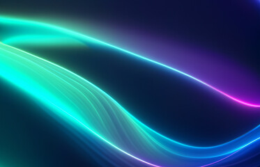 Abstract fluid iridescent holographic neon curved wave