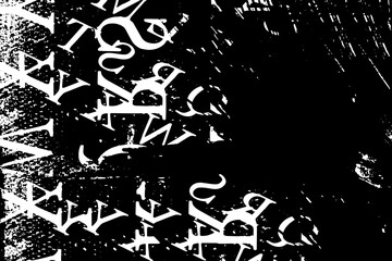 Grunge background is black and white. Vector texture of dirt, dust, chips, cracks. Chaotic vintage city wall template. Noise, debris on the surface
